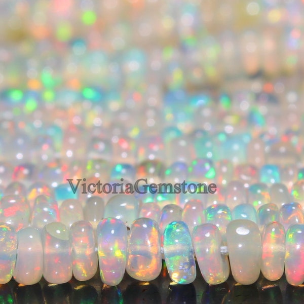 BESTSELLER 16 inch Flashy Ethiopian Opal Smooth Rondelle Gemstone Bead Welo Opal Bead Opal Rondelle 16 Inch beads Opal Plain Bead