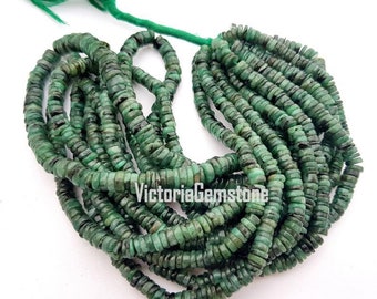 AAA Natural Emerald Smooth Heishi Bead Roundel 4 To 5 MM 16 Inch Tyre Shape Gemstone Beads Wheel Shape Necklace Gemstone