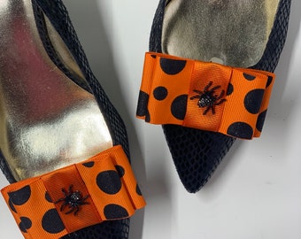 Clip per scarpe di Halloween, clip per scarpe di ragno, clip per scarpe di Halloween arancioni e nere