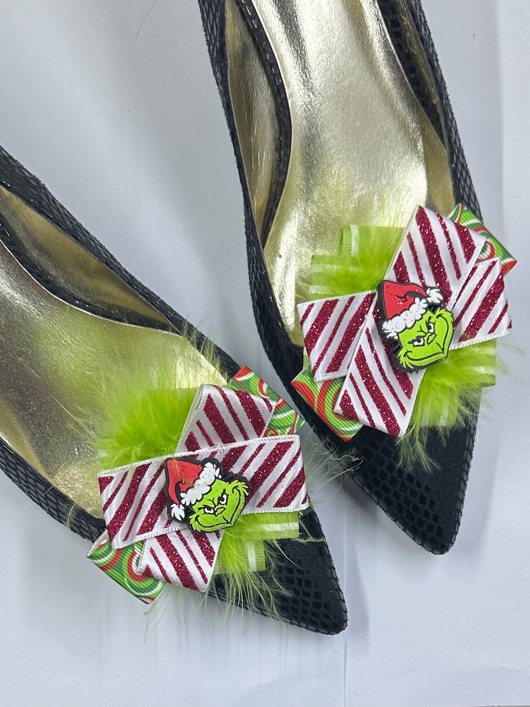 Christmas Grinch Shoe Clips Red and Green Christmas Shoe Etsy