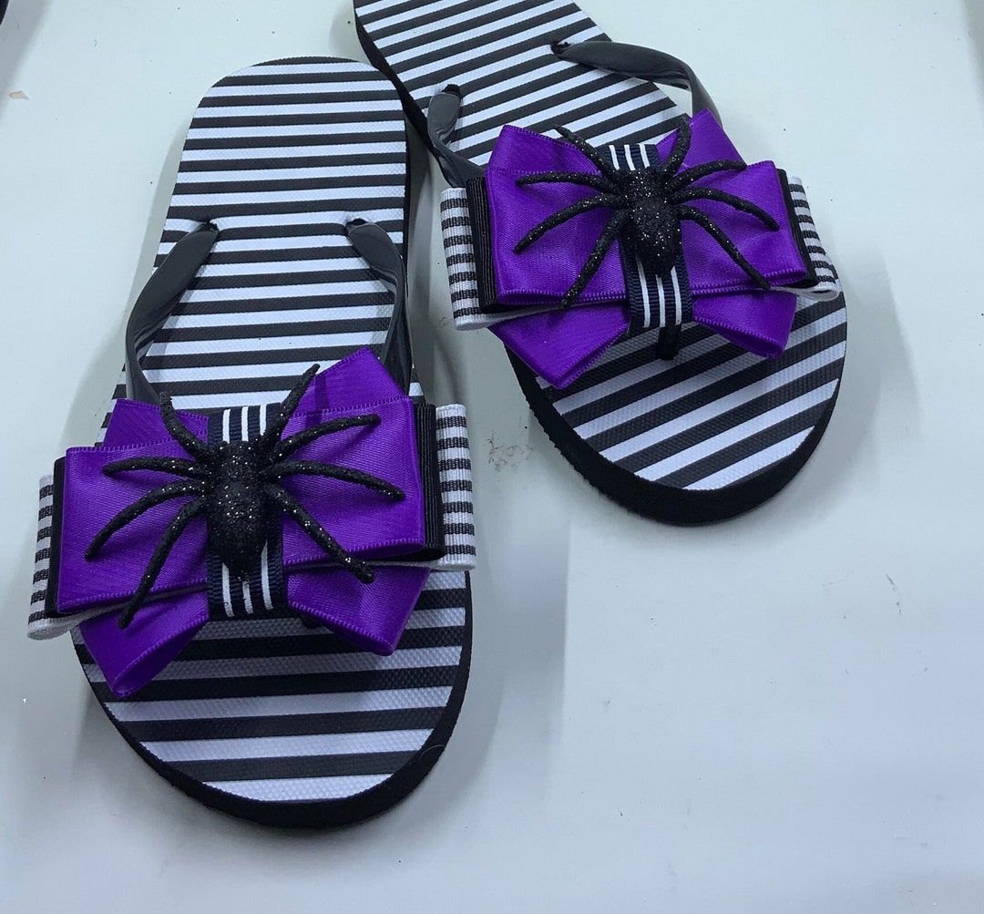 Halloween Spider Flip Flops , Spider Shoes , Shoe Accessories for