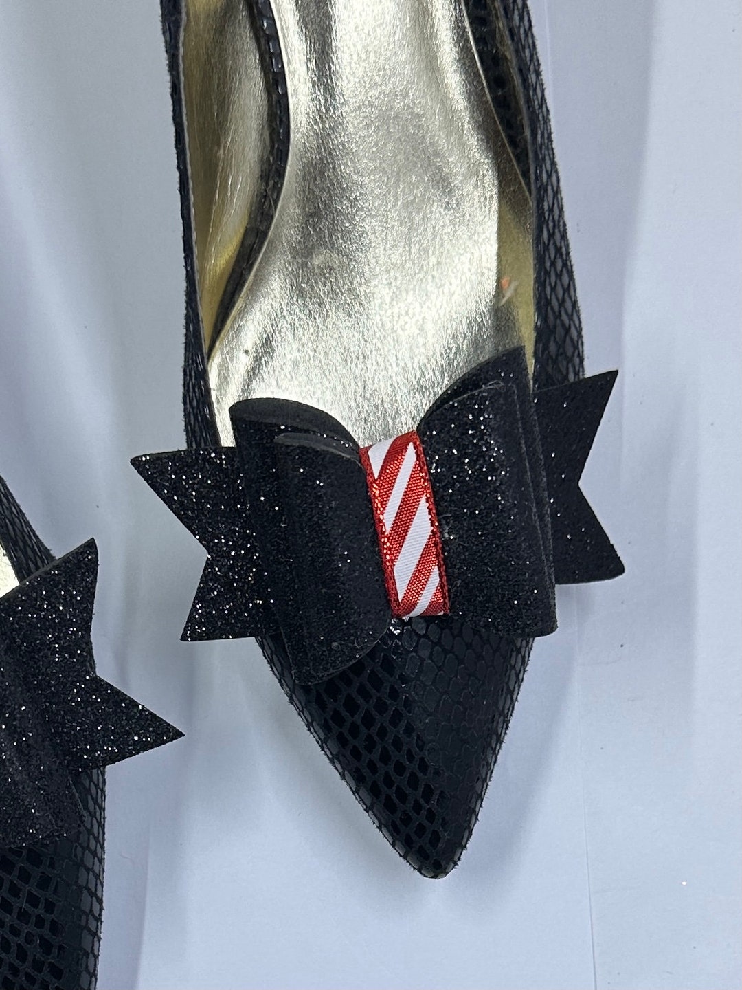 Christmas Peppermint Shoe Clips Black and Red Peppermint Etsy