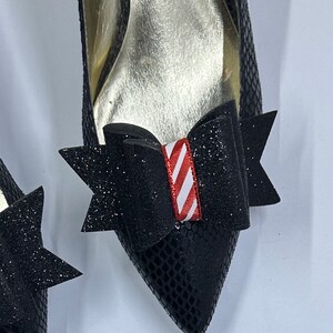 Christmas Peppermint Shoe Clips , Black and Red Peppermint Shoe Clips