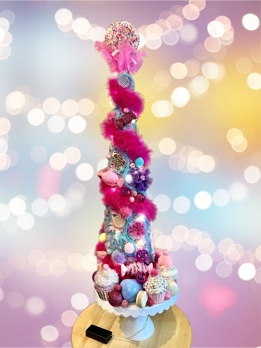 Handmade Candy Land Tabletop Christmas Tree on Cake Stand 3 Ft Tall ...