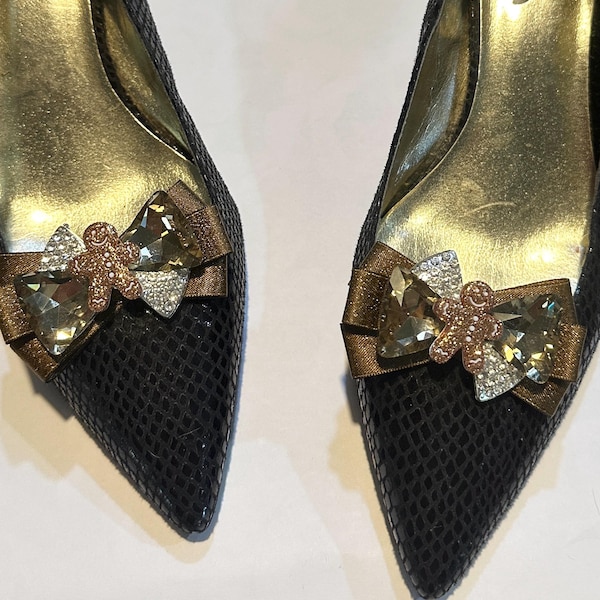 Christmas Gingerbread Man Rhinestone Shoe Clips