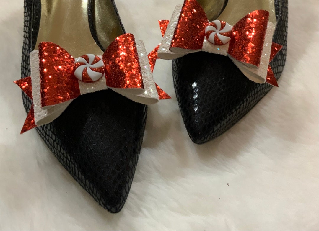 Christmas Peppermint Shoe Clips Red and White Peppermint Etsy