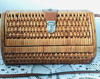 Vintage basket bag - Vintage wicker handbags - Wicker basket bag - Vintage woven rattan basket bag