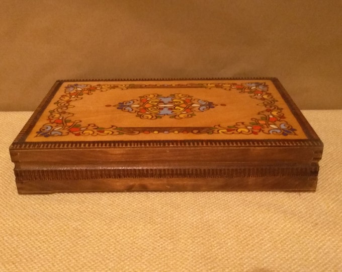 Retro box Vintage Pyrography box Vintage handmade wooden box Memory Box Vintage wooden box