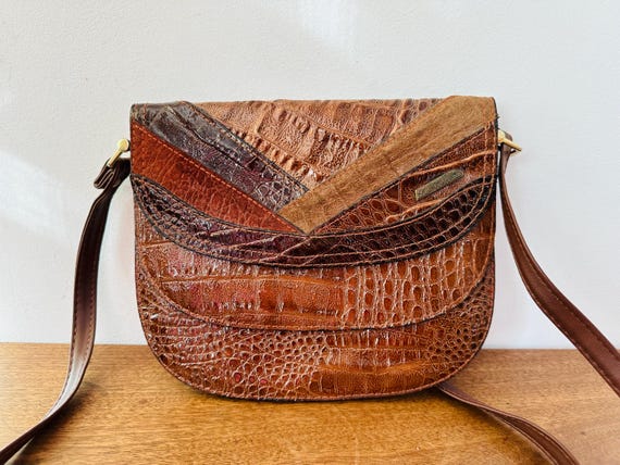 Vintage Italian La Toscana Crossbody Bag - Faux Crocodile Leather