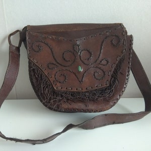 Vintage genuine leather bag, Old leather bag from 60,&#39; Old Genuine Leather Bag, Vintage brown leather bag, Shoulder bag, Retro leather bag