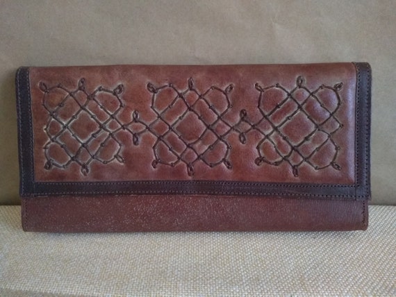 Vintage clutch, Vintage Genuine leather clutch ba… - image 1