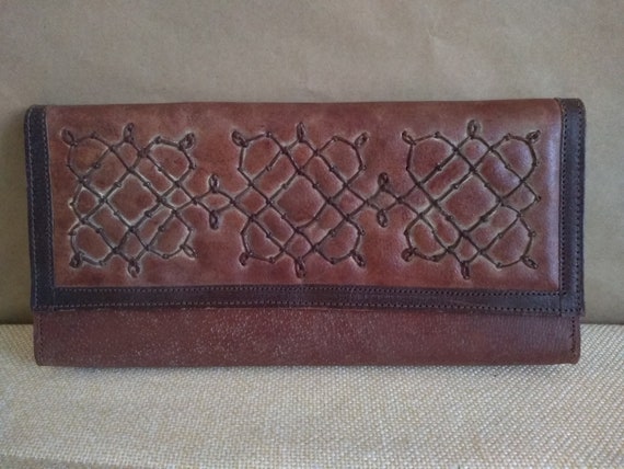Vintage clutch, Vintage Genuine leather clutch bag