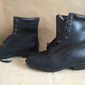 Vintage Militär Schuhe, Vintage Springer Stiefel, Schuhe von der BG Armee, Lederschuhe, Schwarze Stiefeletten aus echtem Leder, Schwarze Militär Stiefel