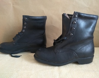 Zapatos militares vintage, botas de combate vintage, zapatos de BG Army, zapatos de cuero, botines negros de cuero genuino, botas militares negras