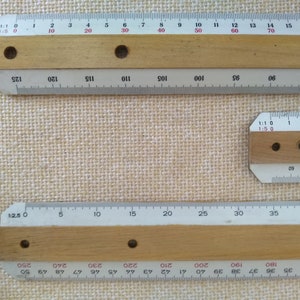 Linea logaritmica vintage, righello vintage, linea di scala dei rapporti, mappa degli strumenti dell'architetto, strumento regalo