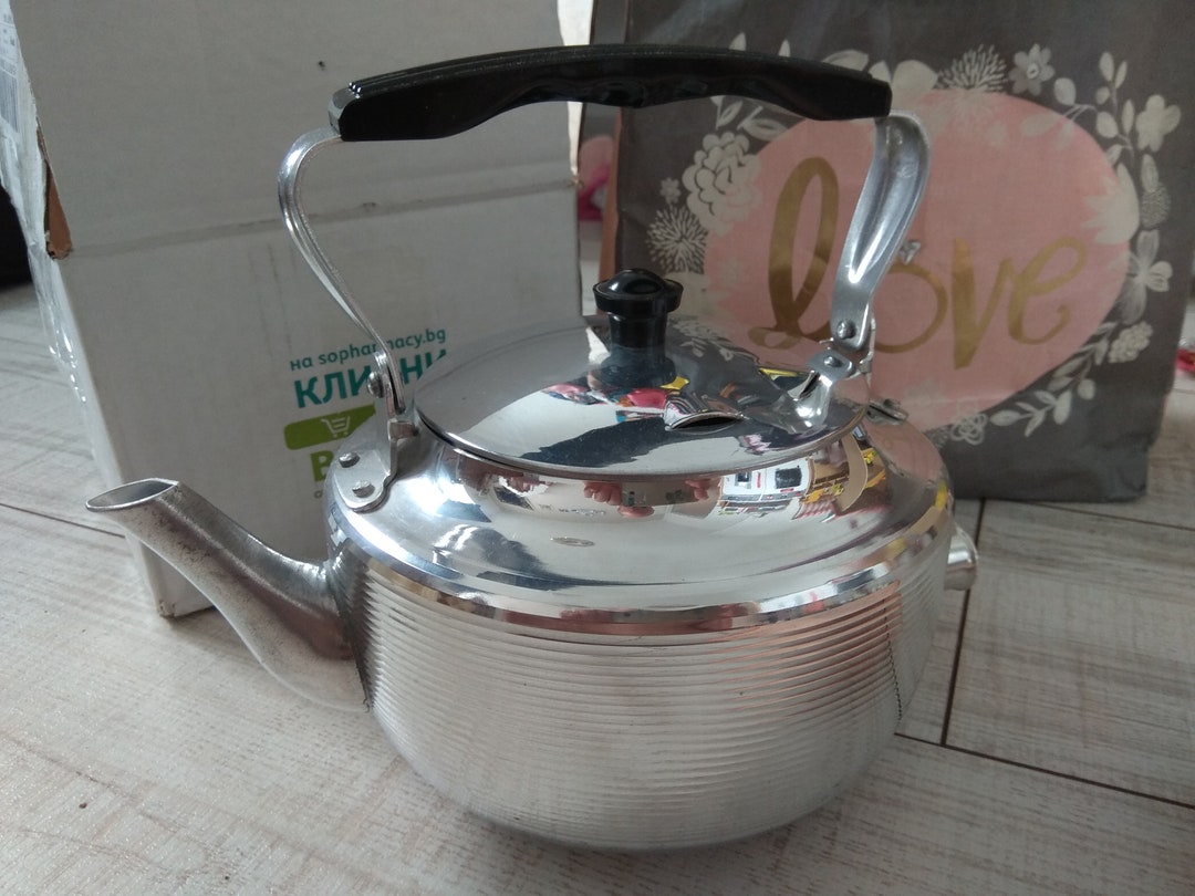 Vintage Aluminum Kettle, Old Tea Kettle, Coffee Kettle, Tea Pot, Made in USSR, Electric Kettle