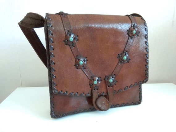 Vintage Genuine Leather Bag Old Leather Bag From 70 Old Genuine