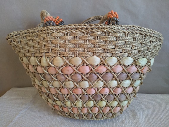 Old Wicker bag, Wicker Handbag, Summer bag, Vintag