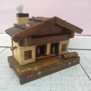 Casa de música de Natal vintage, Feliz Natal, Brinquedo de Natal, Casa de madeira