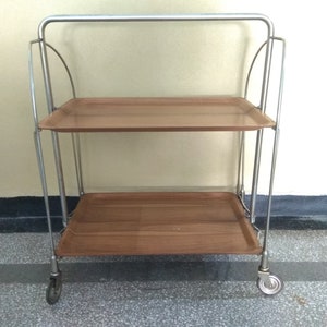 Wózek do serwowania w stylu vintage, wózek do serwowania Bramshey dinett składany stół, duży wózek do serwowania w stylu vintage lub wózek do herbaty mcm, stolik koktajlowy
