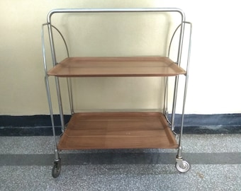 Vintage Serving trolley, Bramshey dinett serving trolley folding table, Vintage large serving bar cart or mcm tea trolley, Cocktail Table