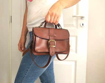 Vintage genuine leather brown bag - Retro leather bag - Brown leather bag - Old Genuine Leather Bag - Shoulder bag - Crossbody bag