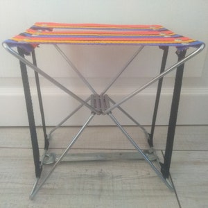 Vintage Folding chair, Camp chair stool, Fishing chair, Picnic canvas chair, Metal structure chair , Vintage folding seat