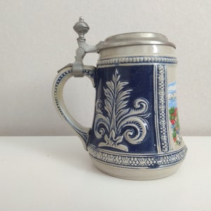 Vintage beer mugs, Vintage German Beer Stein,  Beer stein with cover, German Beer Stein Mug