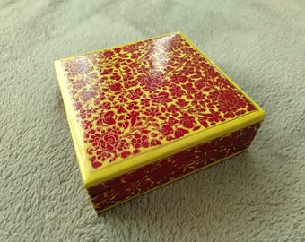 Caja de madera vintage, joyero vintage, caja de madera, caja de madera colorida vintage, joyero de arte popular 1