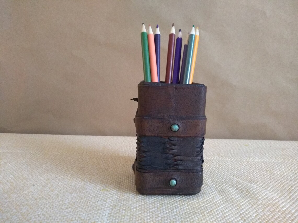 Leather Pencil Holder Leather Pencil Box Office Decor Etsy