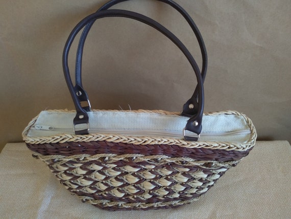 Old Wicker bag, Wicker Handbag, Summer bag, Vinta… - image 3