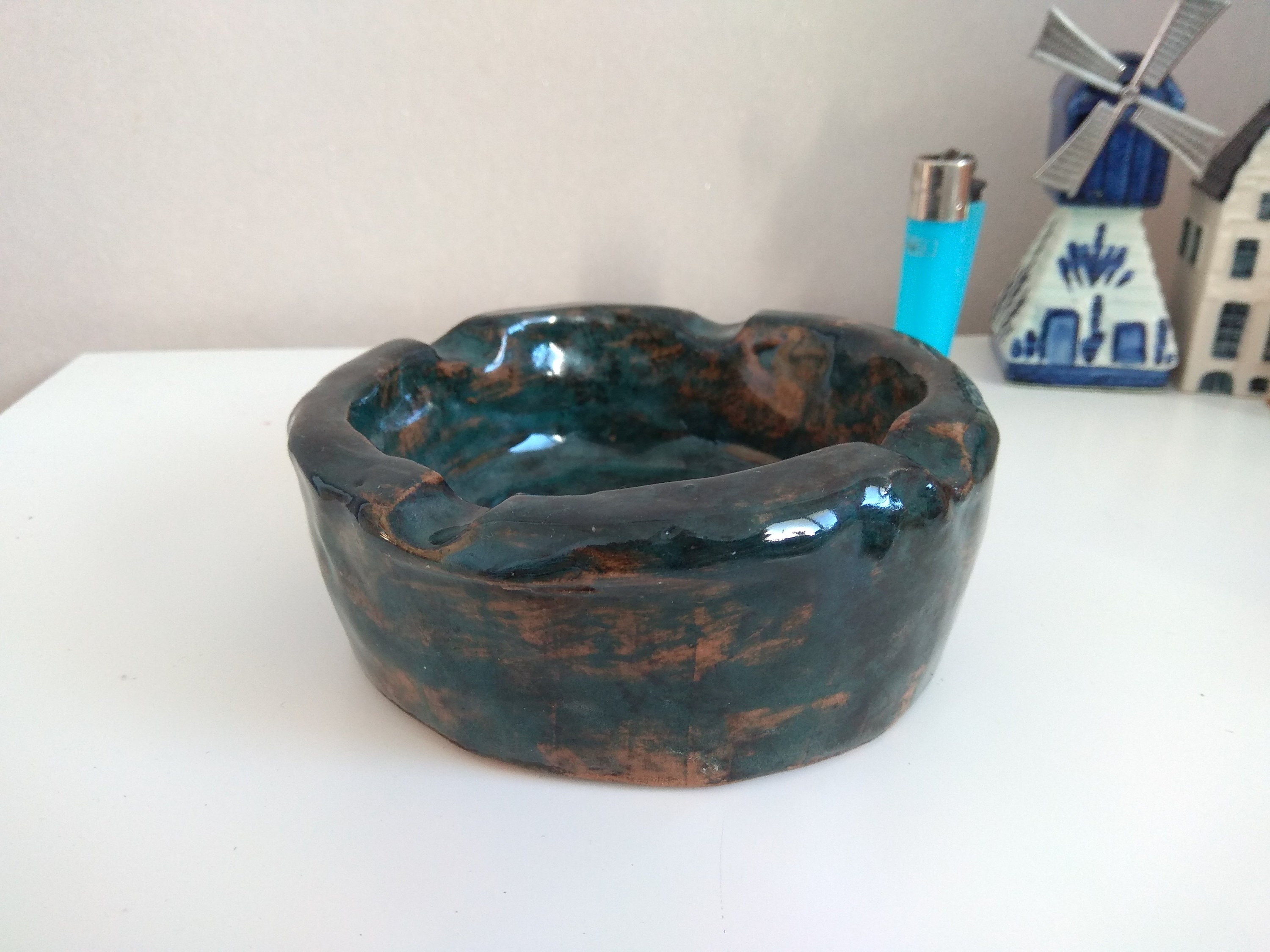 手作りの粘土灰皿 / セラミック /、ヴィンテージ灰皿 - Etsy 日本
