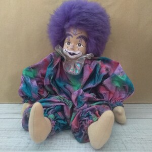 Vintage clown doll, Clown doll, Fabric doll, Collectible Doll