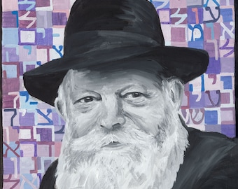 Lubavitcher Rebbe Portrait – Chabad Rabbi Jewish Art Print