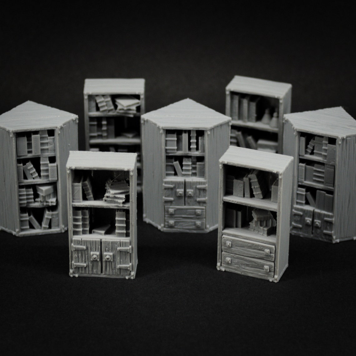 Set of 7 book shelves props for miniature table top dnd Etsy