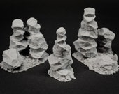 Set of Three Small Desert Stone Pillars - props for miniature table top dnd gaming