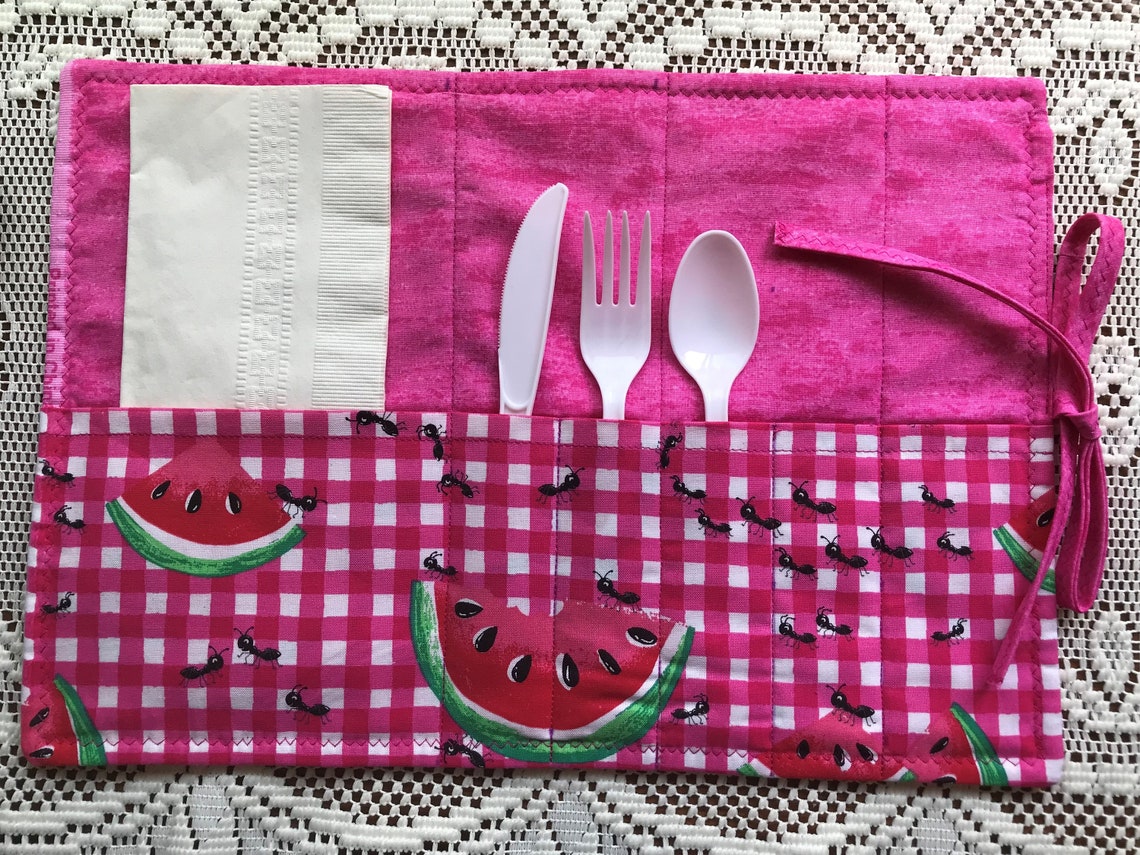 Pair of Picnic Placemats With Utensil Pockets Etsy