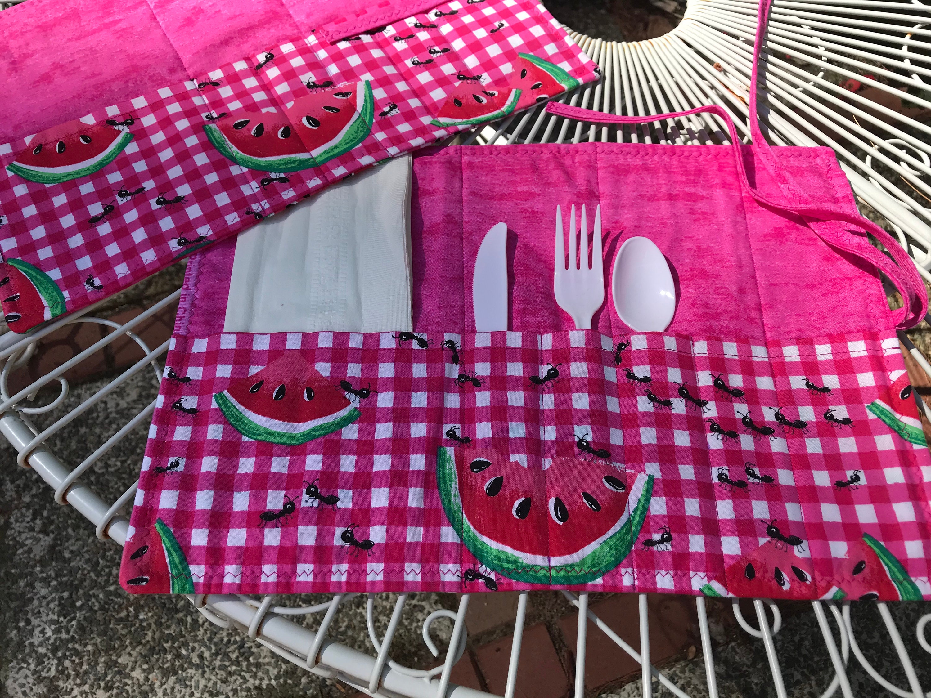 Pair of Picnic Placemats With Utensil Pockets Etsy