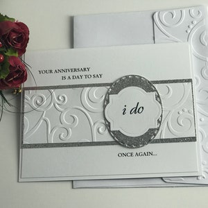 Tarjeta de renovación de boda hecha a mano ~ Renovación elegante de votos ~ Di "Sí, quiero" una vez más