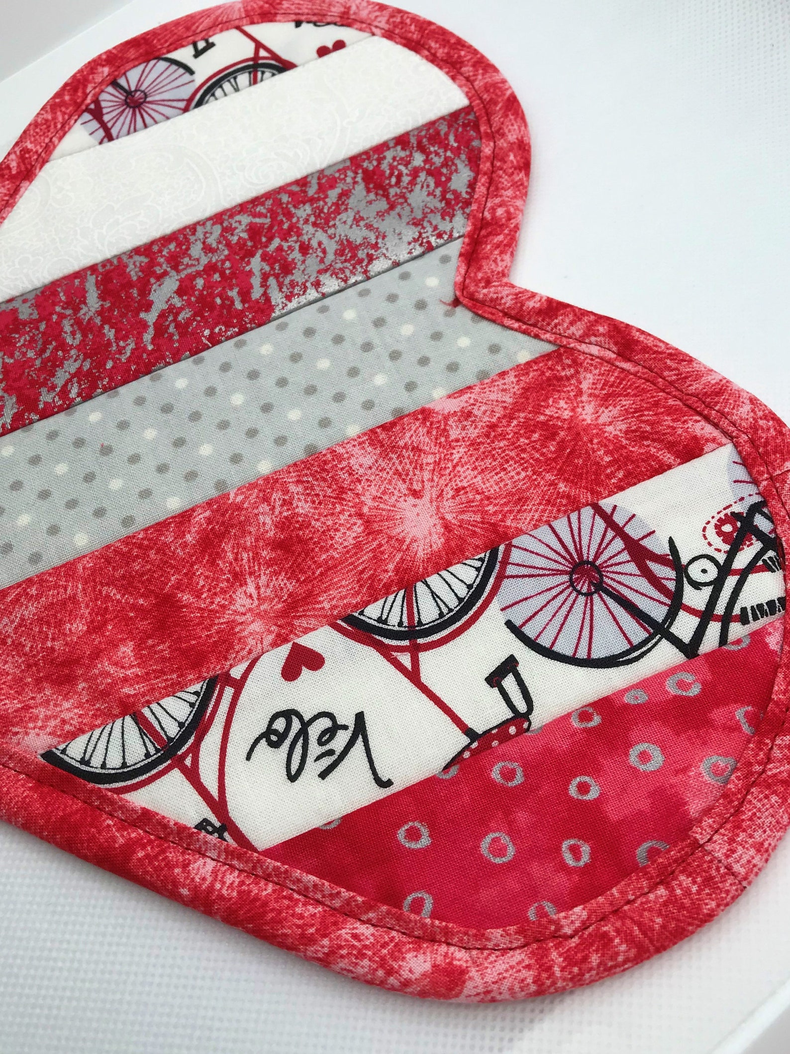 Red and White Heart Shaped Scrappy Mug Rug Etsy