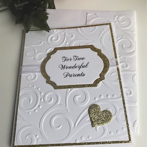 Tarjeta de 50.º aniversario hecha a mano para padres ~ Tarjeta de 50.º aniversario de oro para padres ~ Tarjeta elegante de 50.º aniversario