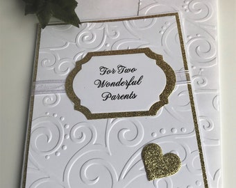 Handmade 50th Anniversary Card for Parents ~ Parents 50th Golden Anniversary Card ~ Elegant 50th Anniversary Card