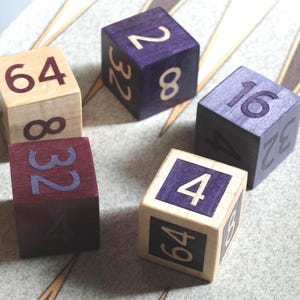 Medium sized Doubling cubes for Backgammon, hand -veneered