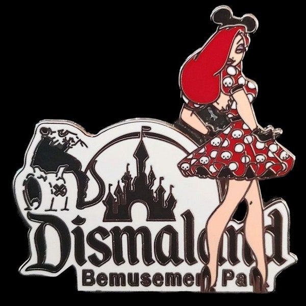 Fantasy Pin - Disney - Jessica Rabbit Wearing Mickey Ears & Jack Skellington Faces on Dress at Dismaland Park LE 50