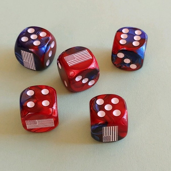 Axis & Allies USA American Flag 5 Dice Set 16mm D6 RPG United States WWII  *New*