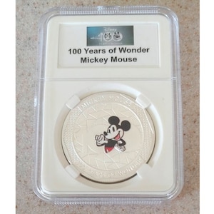 Disney Medallion Coin Collective Series Mickey Mouse 100 Years of Wonder displayed and protected in a beautiful coin slab