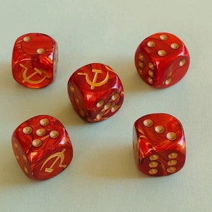 Axis & Allies USSR Soviet Russia Hammer Sickle 5 Dice Set 16mm D6 RPG Communist WWII  *New*