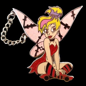 Fantasy Pin - Disney Tinker Bell Gothic Glitter Wings & Dress  Punk Chain LE 100