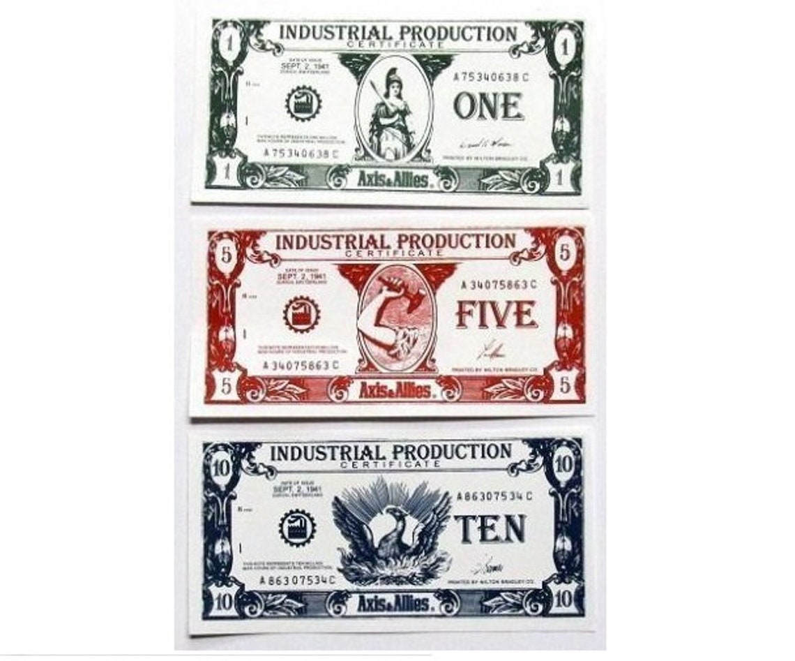 Axis & Allies Game replacement Paper Money New lot 135 Bills Etsy