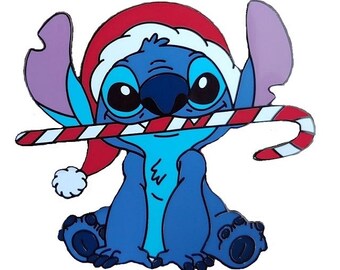 Fantasy Pin - Disney character Stitch in Santa Hat with Candy Cane in mouth LE 100